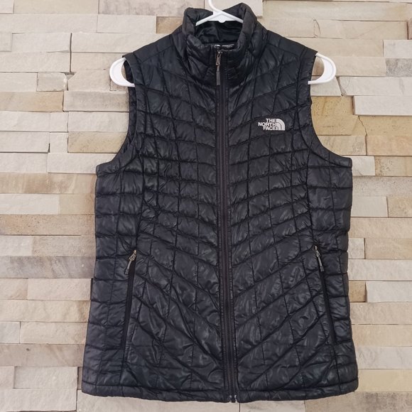 North Face Womens Small Black Thermoball Nano Micro Puff Puffer Vest Jacket TNF